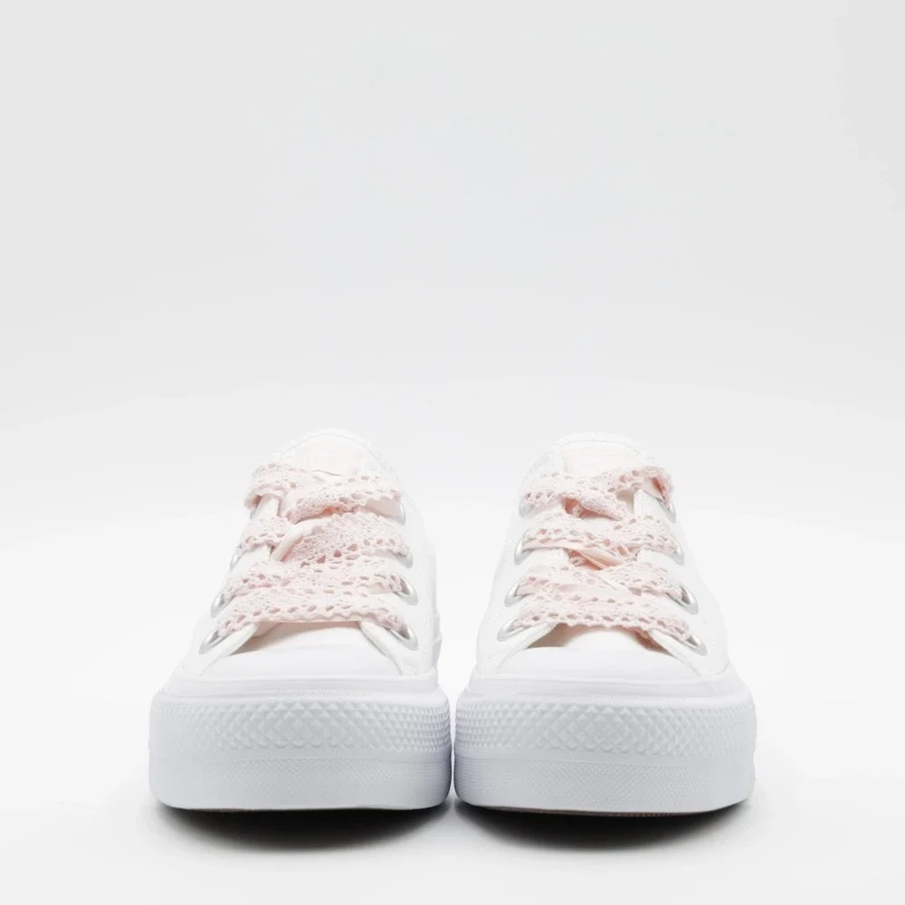 Converse Women's Chuck Taylor All Star Lift Platform Crochet Laces Shoes White 8 - Picture 8 of 11